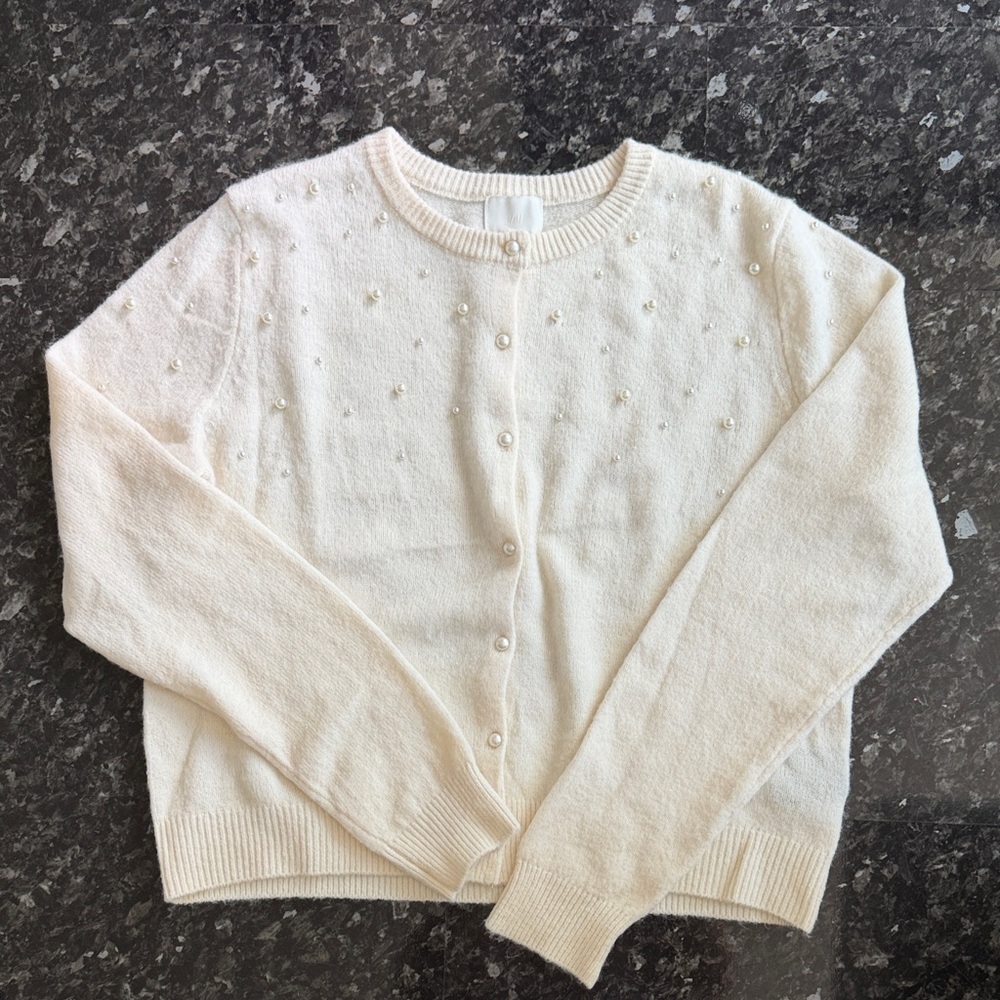 HM cream pearl cardigan